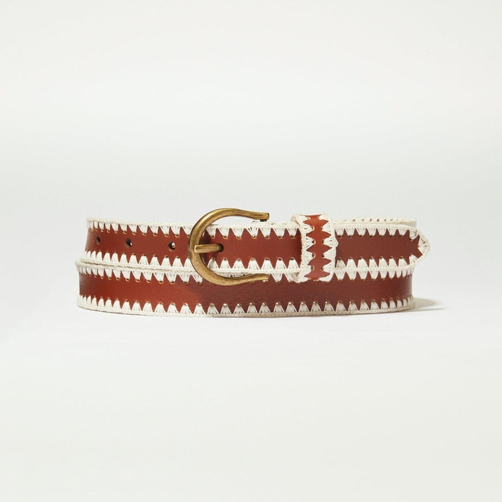 Lucky Brand Crochet Edge Detail Belt- Large